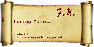 Forray Marica névjegykártya